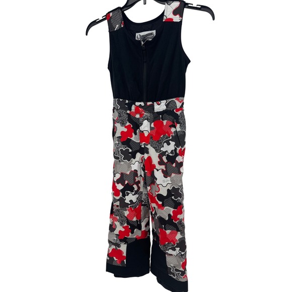 Spyder Ski Snow Bibs Overalls Youth Girls 6 Red Camo Black Winter Outdoors - Picture 1 of 16